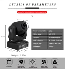 Good Technology LED 60W Moving Head Lighting For DMX512 Stage Effect DJ Festivals Disco Home Entertainments