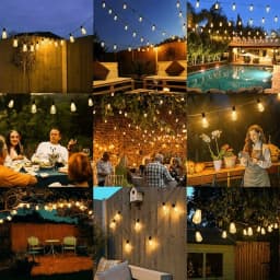 150FT 60 Bulb Outdoor String Lights Hanging Patio LED Bulbs Halloween Outside Lighting Patio Backyard Porch Holiday Party Decor