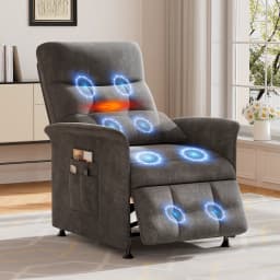 Power Recliner Chair with Heated and Massage, Adjustable Soft Fabric Reclining Chair for Adults, Theater Seating Single Sofa