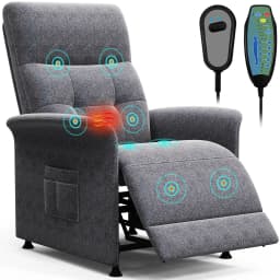 Power Recliner Chair with Heated and Massage, Adjustable Soft Fabric Reclining Chair for Adults, Theater Seating Single Sofa