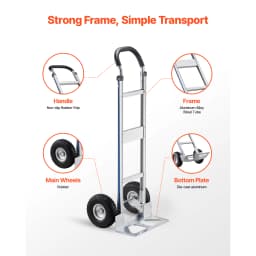 SucceBuy 500LBS Hand Truck Dolly with Non-Slip Wheels & Tie-down Strap Aluminum Alloy Portable Trolley for Moving Home Warehouse