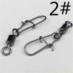 FISHINAPOT 30pcs/lot 2#-10# Stainless Steel Connector Bait Spinner Fishing Lure Rolling Swivel With Fast Lock Snap Hook Rotating