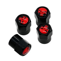 HAUSNN Punisher White/Red Skull Logo Valve Caps Car Wheel Tires Accessories Stems Covers Auto Styling For Ford Toyota Audi VW