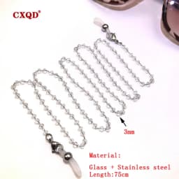 Fashion Reading Glasses Chain For Women Sunglasses Cords Casual 4mm Geometric Triangle Beaded Stainless Steel Eyeglass Masks