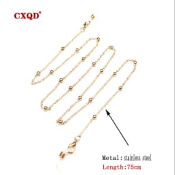 Fashion Reading Glasses Chain For Women Sunglasses Cords Casual 4mm Geometric Triangle Beaded Stainless Steel Eyeglass Masks