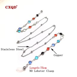 Fashion Reading Glasses Chain For Women Sunglasses Cords Casual 4mm Geometric Triangle Beaded Stainless Steel Eyeglass Masks
