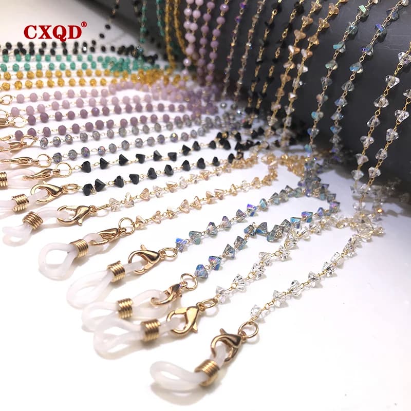 Fashion Reading Glasses Chain For Women Sunglasses Cords Casual 4mm Geometric Triangle Beaded Stainless Steel Eyeglass Masks