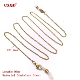 Fashion Reading Glasses Chain For Women Sunglasses Cords Casual 4mm Geometric Triangle Beaded Stainless Steel Eyeglass Masks