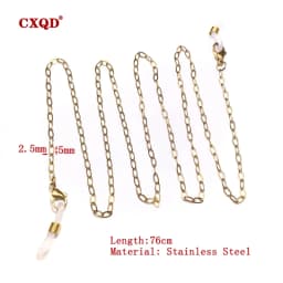 Fashion Reading Glasses Chain For Women Sunglasses Cords Casual 4mm Geometric Triangle Beaded Stainless Steel Eyeglass Masks