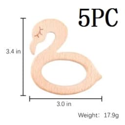 Let's Make 5pcs Wholesale Wooden Teether Rodent Pacifier Pendant Wooden Toys DIY Baby Necklace Gift BPA Free Beech Hedgehog Bird