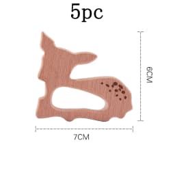 Let's Make 5pcs Wholesale Wooden Teether Rodent Pacifier Pendant Wooden Toys DIY Baby Necklace Gift BPA Free Beech Hedgehog Bird