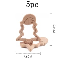 Let's Make 5pcs Wholesale Wooden Teether Rodent Pacifier Pendant Wooden Toys DIY Baby Necklace Gift BPA Free Beech Hedgehog Bird