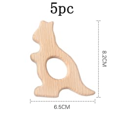 Let's Make 5pcs Wholesale Wooden Teether Rodent Pacifier Pendant Wooden Toys DIY Baby Necklace Gift BPA Free Beech Hedgehog Bird
