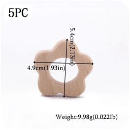 Let's Make 5pcs Wholesale Wooden Teether Rodent Pacifier Pendant Wooden Toys DIY Baby Necklace Gift BPA Free Beech Hedgehog Bird
