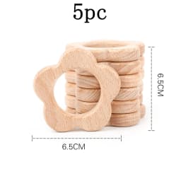 Let's Make 5pcs Wholesale Wooden Teether Rodent Pacifier Pendant Wooden Toys DIY Baby Necklace Gift BPA Free Beech Hedgehog Bird