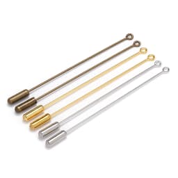 20pcs Safety Long Brooch Pins Gold/Antique Bronze Loop Eye Brooch Pin with Cap Stopper for DIY Jewelry Making Brooch Accessories