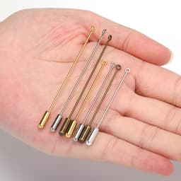 20pcs Safety Long Brooch Pins Gold/Antique Bronze Loop Eye Brooch Pin with Cap Stopper for DIY Jewelry Making Brooch Accessories