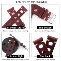 Leather Hand-Stitching Solid Color Watchband 18mm 20mm 22mm 24mm Breathable Hole Strap for Watch Watchbands Strap