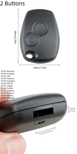 2 Buttons Car Auto Key Fob Case Shell Replacement Remote Cover with VA2 Blade Fit for Renault Clio 3 Twingo Dacia Kangoo