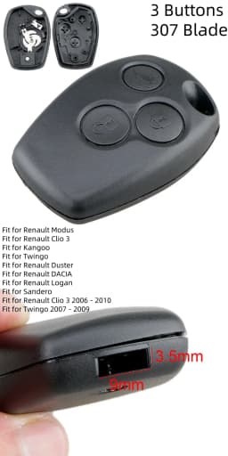 2 Buttons Car Auto Key Fob Case Shell Replacement Remote Cover with VA2 Blade Fit for Renault Clio 3 Twingo Dacia Kangoo