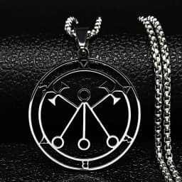 Fashion Sigeal Sigil De Lucifer Stainless Steel Satan Necklace Asmoday Lazer Key Baphomet Stamp Chain Necklaces Jewelry N7118S03