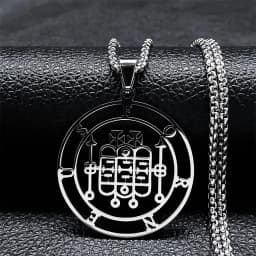 Fashion Sigeal Sigil De Lucifer Stainless Steel Satan Necklace Asmoday Lazer Key Baphomet Stamp Chain Necklaces Jewelry N7118S03
