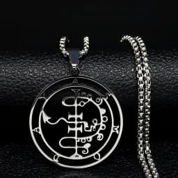 Fashion Sigeal Sigil De Lucifer Stainless Steel Satan Necklace Asmoday Lazer Key Baphomet Stamp Chain Necklaces Jewelry N7118S03