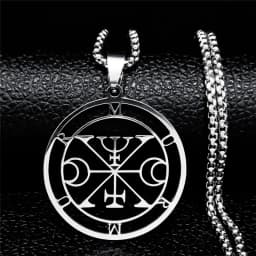 Fashion Sigeal Sigil De Lucifer Stainless Steel Satan Necklace Asmoday Lazer Key Baphomet Stamp Chain Necklaces Jewelry N7118S03