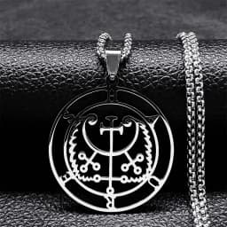 Fashion Sigeal Sigil De Lucifer Stainless Steel Satan Necklace Asmoday Lazer Key Baphomet Stamp Chain Necklaces Jewelry N7118S03