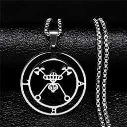 Fashion Sigeal Sigil De Lucifer Stainless Steel Satan Necklace Asmoday Lazer Key Baphomet Stamp Chain Necklaces Jewelry N7118S03
