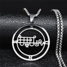 Fashion Sigeal Sigil De Lucifer Stainless Steel Satan Necklace Asmoday Lazer Key Baphomet Stamp Chain Necklaces Jewelry N7118S03