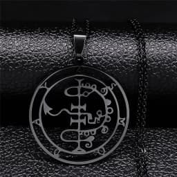 Fashion Sigeal Sigil De Lucifer Stainless Steel Satan Necklace Asmoday Lazer Key Baphomet Stamp Chain Necklaces Jewelry N7118S03
