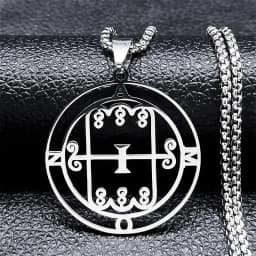 Fashion Sigeal Sigil De Lucifer Stainless Steel Satan Necklace Asmoday Lazer Key Baphomet Stamp Chain Necklaces Jewelry N7118S03