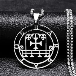 Fashion Sigeal Sigil De Lucifer Stainless Steel Satan Necklace Asmoday Lazer Key Baphomet Stamp Chain Necklaces Jewelry N7118S03