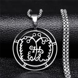 Fashion Sigeal Sigil De Lucifer Stainless Steel Satan Necklace Asmoday Lazer Key Baphomet Stamp Chain Necklaces Jewelry N7118S03