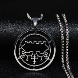 Fashion Sigeal Sigil De Lucifer Stainless Steel Satan Necklace Asmoday Lazer Key Baphomet Stamp Chain Necklaces Jewelry N7118S03
