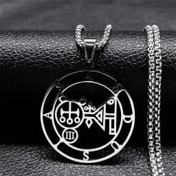 Fashion Sigeal Sigil De Lucifer Stainless Steel Satan Necklace Asmoday Lazer Key Baphomet Stamp Chain Necklaces Jewelry N7118S03