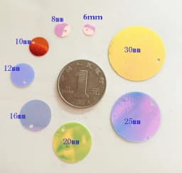 Sequin 10mm 15mm 20mm 25mm 30mm PVC Flat Round Loose Sequins Paillettes Sewing Wedding Craft Accessories with 1 Side Hole 10g
