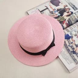 COKK Panama Hat Simple Summer Beach Hat Female Casual Lady Women Flat Brim Bowknot Straw Cap Girls Sun Hat Chapeu Feminino