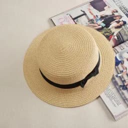 COKK Panama Hat Simple Summer Beach Hat Female Casual Lady Women Flat Brim Bowknot Straw Cap Girls Sun Hat Chapeu Feminino