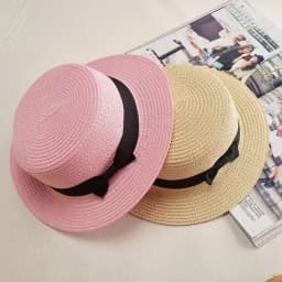 COKK Panama Hat Simple Summer Beach Hat Female Casual Lady Women Flat Brim Bowknot Straw Cap Girls Sun Hat Chapeu Feminino