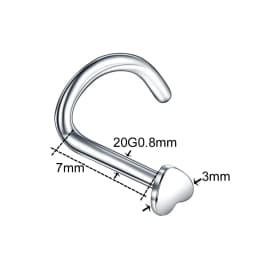 1PC 20G Steel Heart Nariz Piercing Screw Nostril Earring Piercings L Shape Nose Bone Studs Neus Rings Body Piercing Jewelry