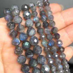 Natural Grey Labradorite Beads Faceted Loose Stone Beads For DIY Making Bracelet Necklace Jewelry Accessories 7.5'' 6mm/8mm
