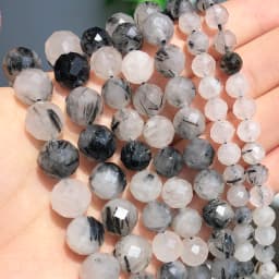 Natural Grey Labradorite Beads Faceted Loose Stone Beads For DIY Making Bracelet Necklace Jewelry Accessories 7.5'' 6mm/8mm