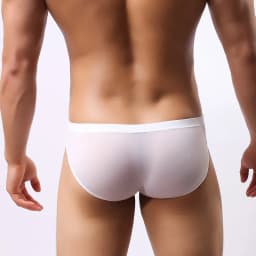 Men's underwear head U convex pocket ultra-thin transparent ice silk men's briefs fork low waist small three pants sexy shorts