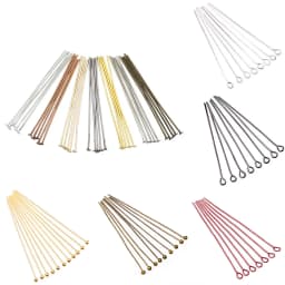 100-200Pcs/Lot 10-70mm Heads Eye Flat Head Pin Gold Plated Ball Head Pins for Jewelry Findings Making Accessories Supplies