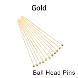 100-200Pcs/Lot 10-70mm Heads Eye Flat Head Pin Gold Plated Ball Head Pins for Jewelry Findings Making Accessories Supplies