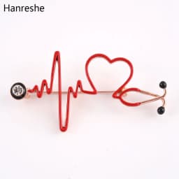 New Hot Sale Medical Medicine Brooch Pin Stethoscope Electrocardiogram Heart Shaped Pin Nurse Doctor Backpack Lapel Jewelry