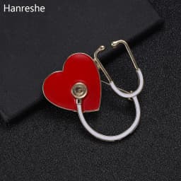 New Hot Sale Medical Medicine Brooch Pin Stethoscope Electrocardiogram Heart Shaped Pin Nurse Doctor Backpack Lapel Jewelry