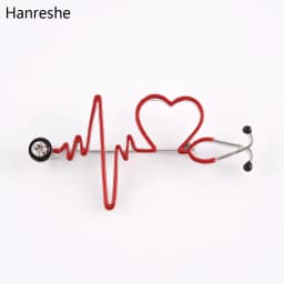 New Hot Sale Medical Medicine Brooch Pin Stethoscope Electrocardiogram Heart Shaped Pin Nurse Doctor Backpack Lapel Jewelry